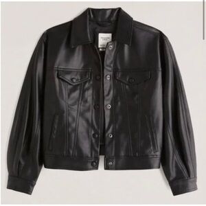 Relaxed Leather Trucker Jacket by Abercrombie